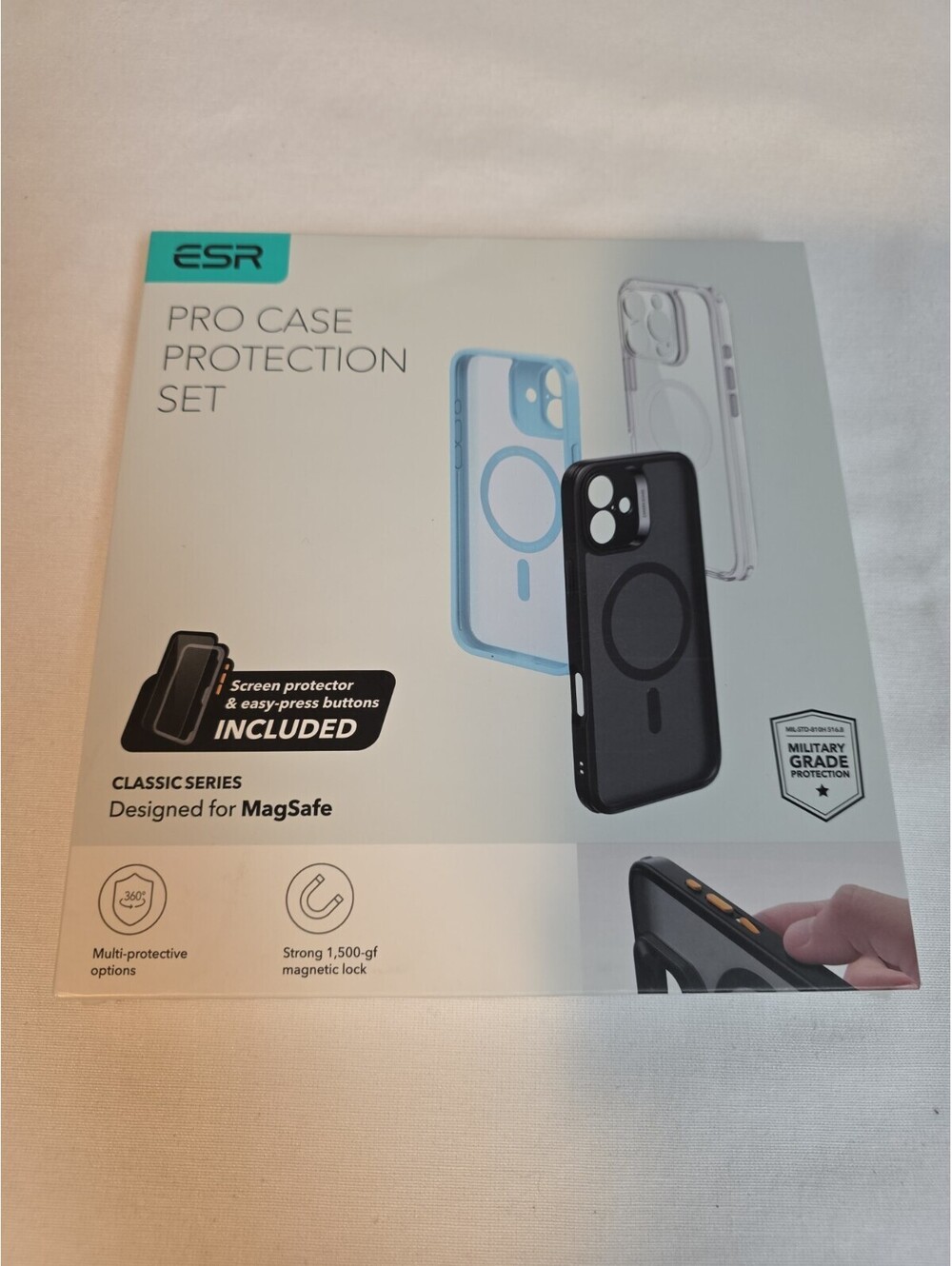 ESR Pro Protection Case Set For iPhone 16 Pro Max Frosted Black Halolock - New